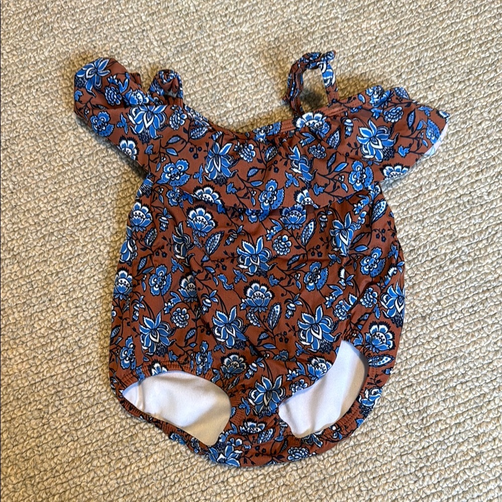 Floral Baby Romper - Blue and Brown